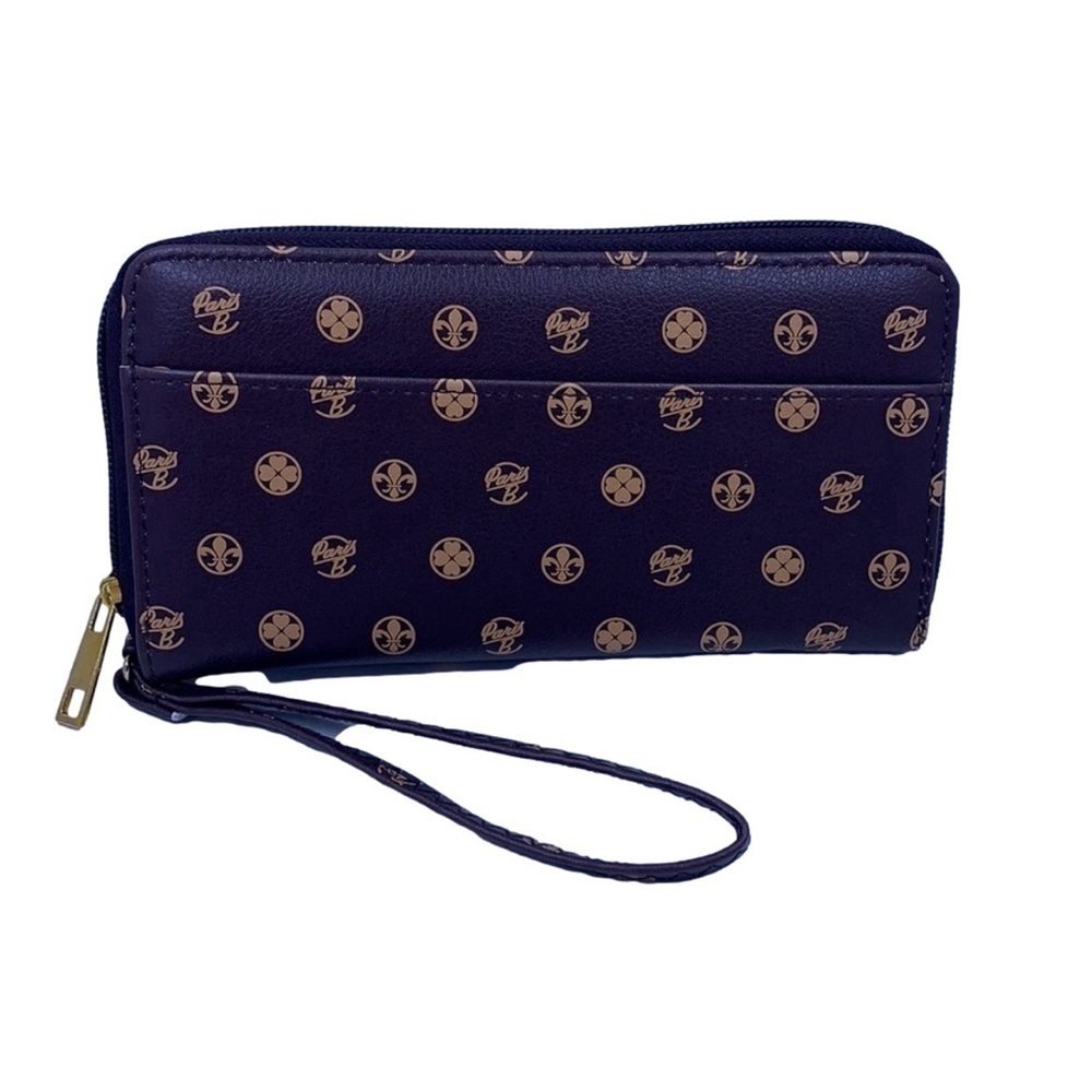 Printed Faux Brown Leather Wallet/Wristlet